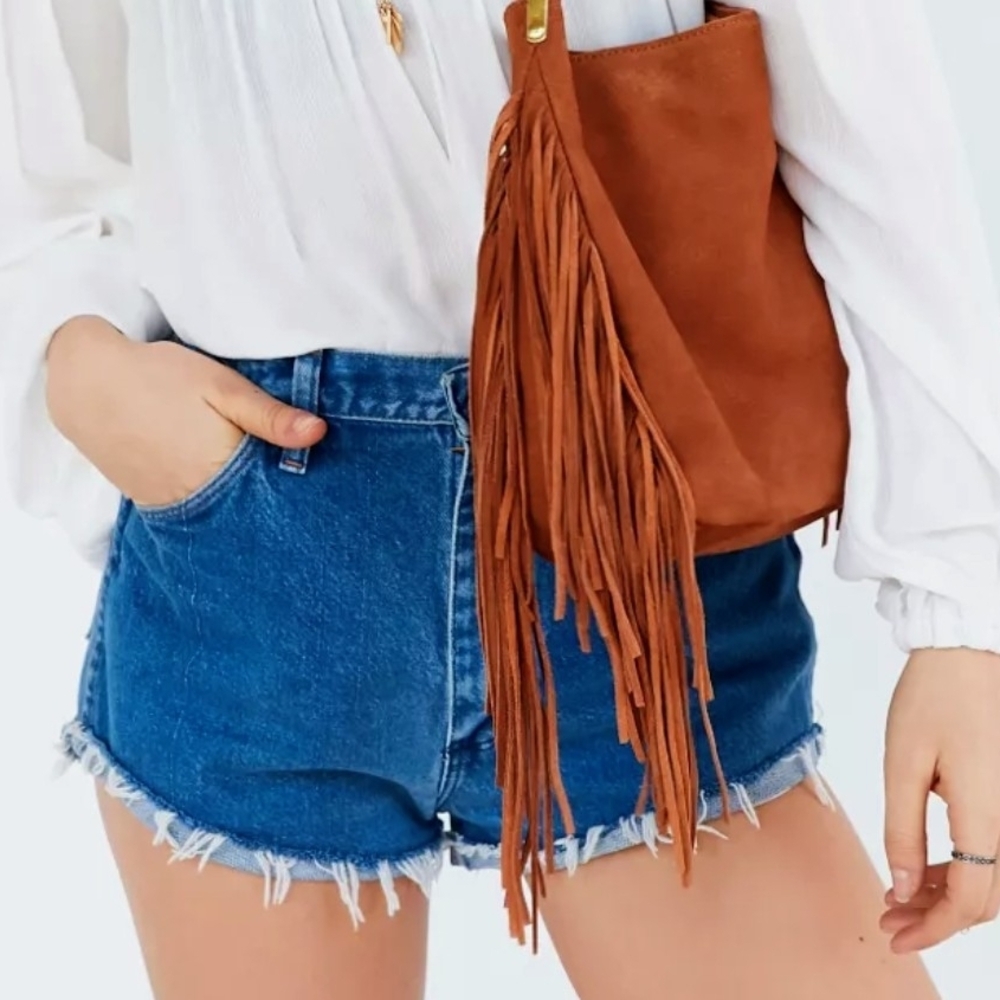 Ecote Brown Fringe Shoulder Bag